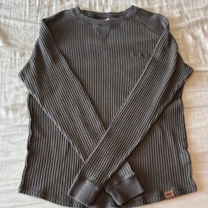 BANDED Waffle-Knit Crewneck Long-Sleeve Shirt — Charcoal Gray